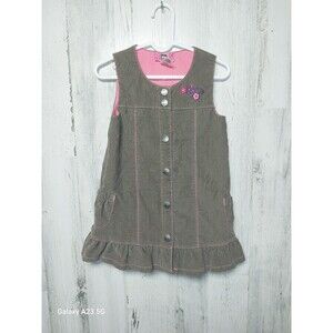 REI Toddler Brown Corduroy Dress Jumper Girls Size 2T Lined Flowers Warm
